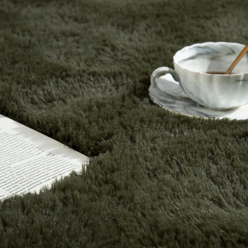 Softlife Rug for Living Room 5.3x7.6 Feet Area Rug for Bedroom Super Soft Shaggy Rugs for Kids Room Fluffy Fuzzy Carpets Long Plush Bedside Rug Nursery Christmas Home Decor for Boys Girls, Olive Green - Image 5